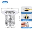 thumbnail image 2 of Uxcell 3 Pack Shower Drain Strainer, 2" x 2.5" Stainless Steel Deep Sink Hair Catcher, 2 of 7