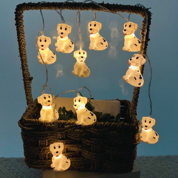 Sezrgiu Little Dog Night Light Battery Powered LED Indoor Boys Girls Kids Room Bedroom White Decor