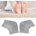 thumbnail image 4 of Heel Socks for Dry Cracked Feet, 1 Pair Polyester Cotton Comfort Intensive Hydration Treatment Vented Moisturizing Socks Natural Hypo Allergenic Vitamin E Mineral Oil Gel Heel Socks Foot Care(Gray), 4 of 5