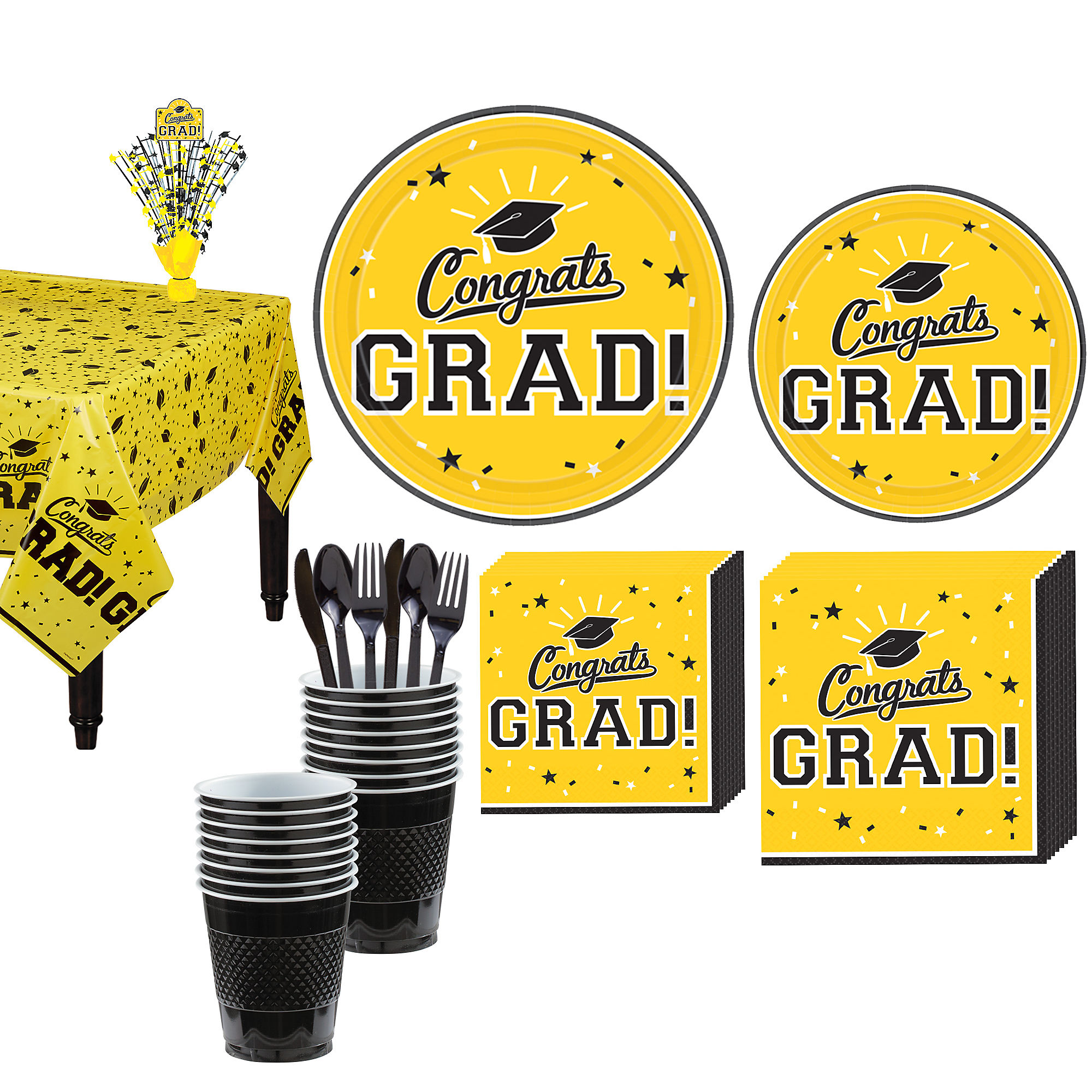 Party City Congrats Grad Graduation Tableware Kit for 18 Guests