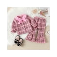 thumbnail image 2 of Franhais Kids Girls Fall Outfits Plaid Long Sleeve Button Up Shirt Tops with Stretch Flare Pants, 2 of 9