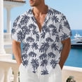 thumbnail image 5 of COSFO Men Button Down Shirt Hawaiian Short Sleeve Cotton Linen Tops Loose Fit Summer Collared Vacation Mens Casual Shirts, 5 of 9