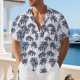 thumbnail image 5 of Mens Casual Manga Corta Botón Abajo Camisas con Estampado Floral Cuello Turndown, Camisas de Playa de Poliéster para el Uso Al Aire Libre de Verano, 5 of 9