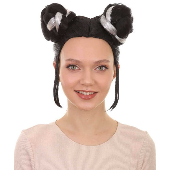 HPO Adult Women's Singer Bun Wigs | Song Contest | Black & White Celebrity Wigs | Premium Breathable Capless Cap