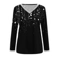 thumbnail image 5 of Wovix Womens Tops Casual Blingbling Printted Long Sleeve V Neck Tees Shirt Loose With Side Split Tunic Design T Shirts Blouses, 5 of 5