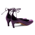 thumbnail image 4 of XYD Women Round Toe Pumps Slender Ankle Strap Self-tie Kitten Low Heel Ballroom Party Cute Retro Leather Shoes Size 7 Purple, 4 of 4