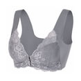 thumbnail image 4 of Front Closure Floral Lace Bra For Women Bralette Padded Wireless Bra Back Smoothing Bras Push up Thin Soft Bra M-8XL Plus Size, 4 of 9