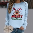 thumbnail image 2 of XIAOCHA Womens Sweatshirts Merry Christmas Cute Reindeer Plaid Print Sweatshirts Long Sleeve Crew Neck Pullover Sweatshirts Festive Holiday, 2 of 4