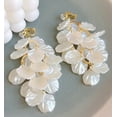 thumbnail image 2 of Clip on 3 1/2" gold and white shell double layered earrings w/clear stone, 2 of 4