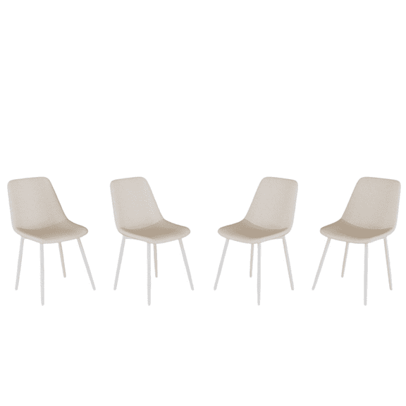 Tcbosik Set of 4 Modern Dining Chairs, Armless Kitchen Chairs, Linen Fabric Accent Chairs with Metal Legs for Home Office, Beige