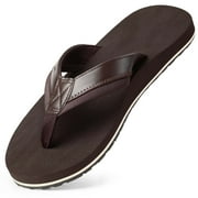 Harvest Land Comfortable Flip Flops for Men Arch Support Thong Sandals Non Slip Summer Beach Slippers Shoes Dark Brown Size 12 Males