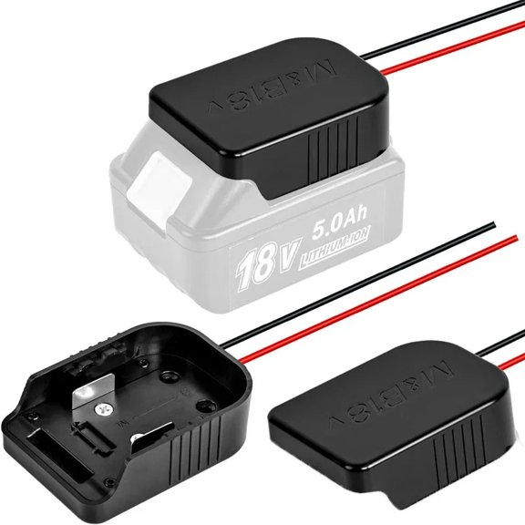18V battery adapter base connector with 12 Awg wires for Makita and Bosch power connectors, power black for