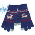 thumbnail image 3 of Oggfader Women's Winter Knitted Gloves - Full Finger Touch Screen, Fleece Lined, Long Cuffs, Reindeer Christmas Pattern, Warm for Outdoor, 3 of 4