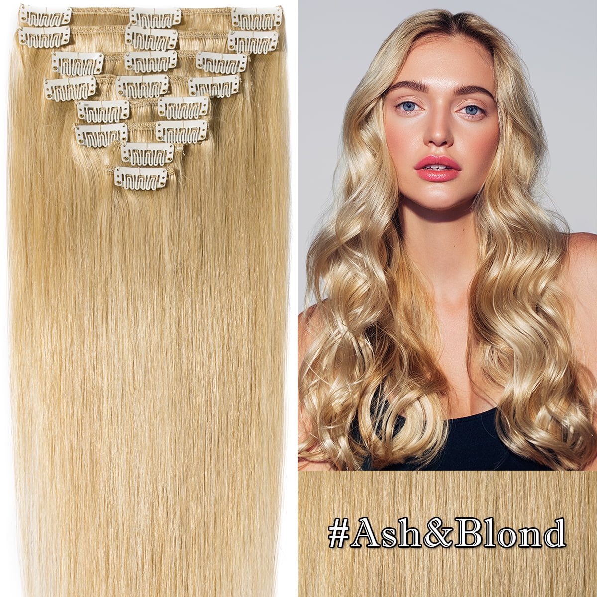 SEGO Clip in Hair Extensions 100% Real Remy Human Hair Full Head Straight Balayage Hair 8-24 inch