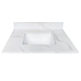 thumbnail image 6 of Montary 31-inch Quartz Bathroom Vanity Top with Undermounted Ceramic Sink & 4 Inch High Backsplash, 3/4" Thick Quartz Stone Vanity Sink Tops with 1 Pre-Drilled Hole, Calacatta White, 6 of 7