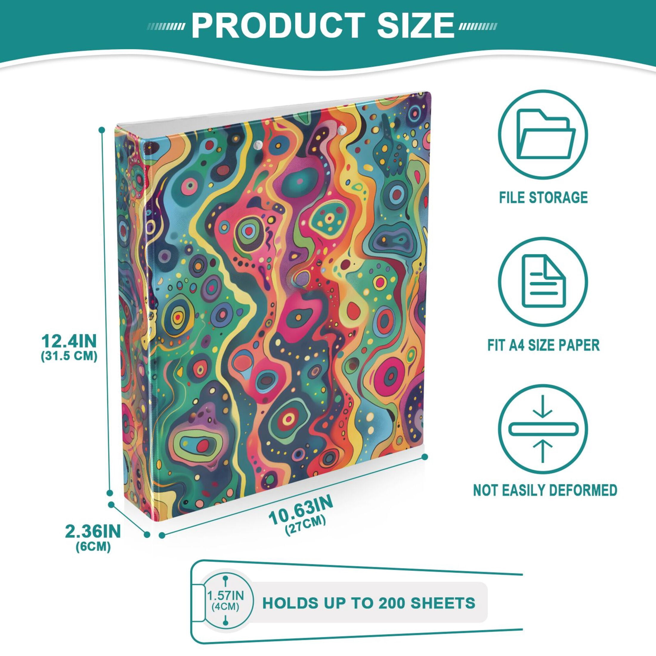 joogoo Colorful Fantasy Liquid Pattern Hardcover 3 Ring Binder 1.5" Round Rings Interior Pockets Binders Organizer 2 Pack