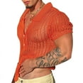thumbnail image 2 of INCERUN Mens Mesh Hollow Out Short Sleeve Lapel Neck Shirt Summer Casual Tops, 2 of 6