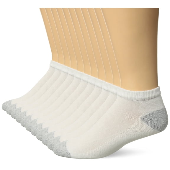 Hanes Ultimate Men's 11-Pack FreshIQ Low-Cut Socks (1 Free Bonus Pair), white, 10-13 (Shoe Size: 6-12)