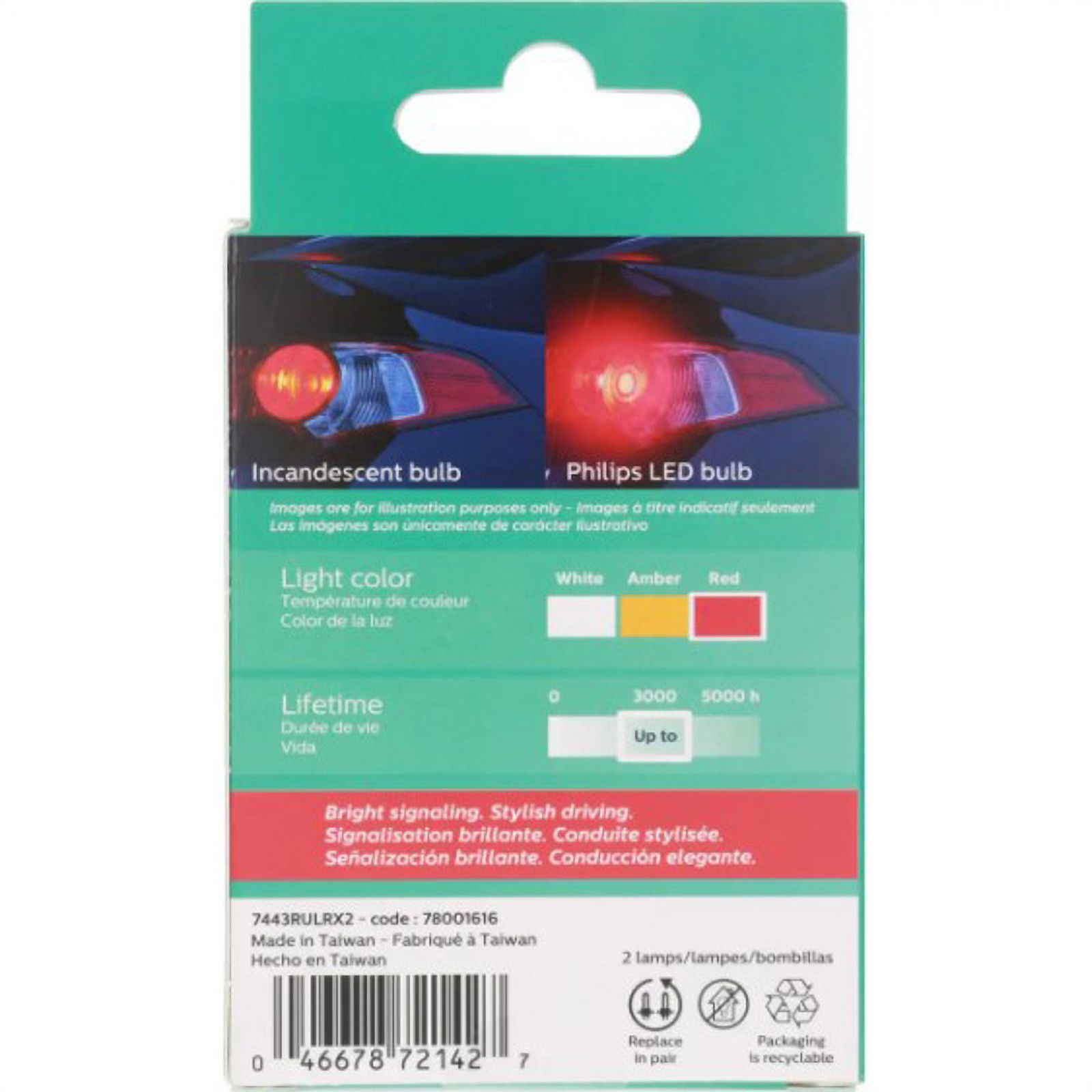 Phillips Lighting 7443 Rear Lamp / Tail Lamp Bulbs – 2 Pack, 12V