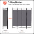 thumbnail image 3 of YRLLENSDAN 4 Panel Room Divider 6FT Steel Frame Screen Folding Privacy Divider Freestanding Partition for Home Office Bedroom (Grey), 3 of 8