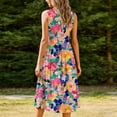 thumbnail image 6 of ClodeEU Women's Crew Neck Sleeveless Floral Print A Line Midi Dress,Casual Summer Swing Dress Hot Pink,Women's Plus L, 6 of 7