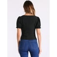 thumbnail image 3 of DARING DIVA Women's Square Neck Puff Sleeve Victorian Vintage Top XS Black, 3 of 6