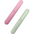 thumbnail image 1 of 2 fundas para cepillos de dientes, color rosa y verde, tallo de trigo, funda para cepillos de dientes portátil, funda protectora para cabezales de cepillos de dientes para viajes y uso doméstico, 1 of 4