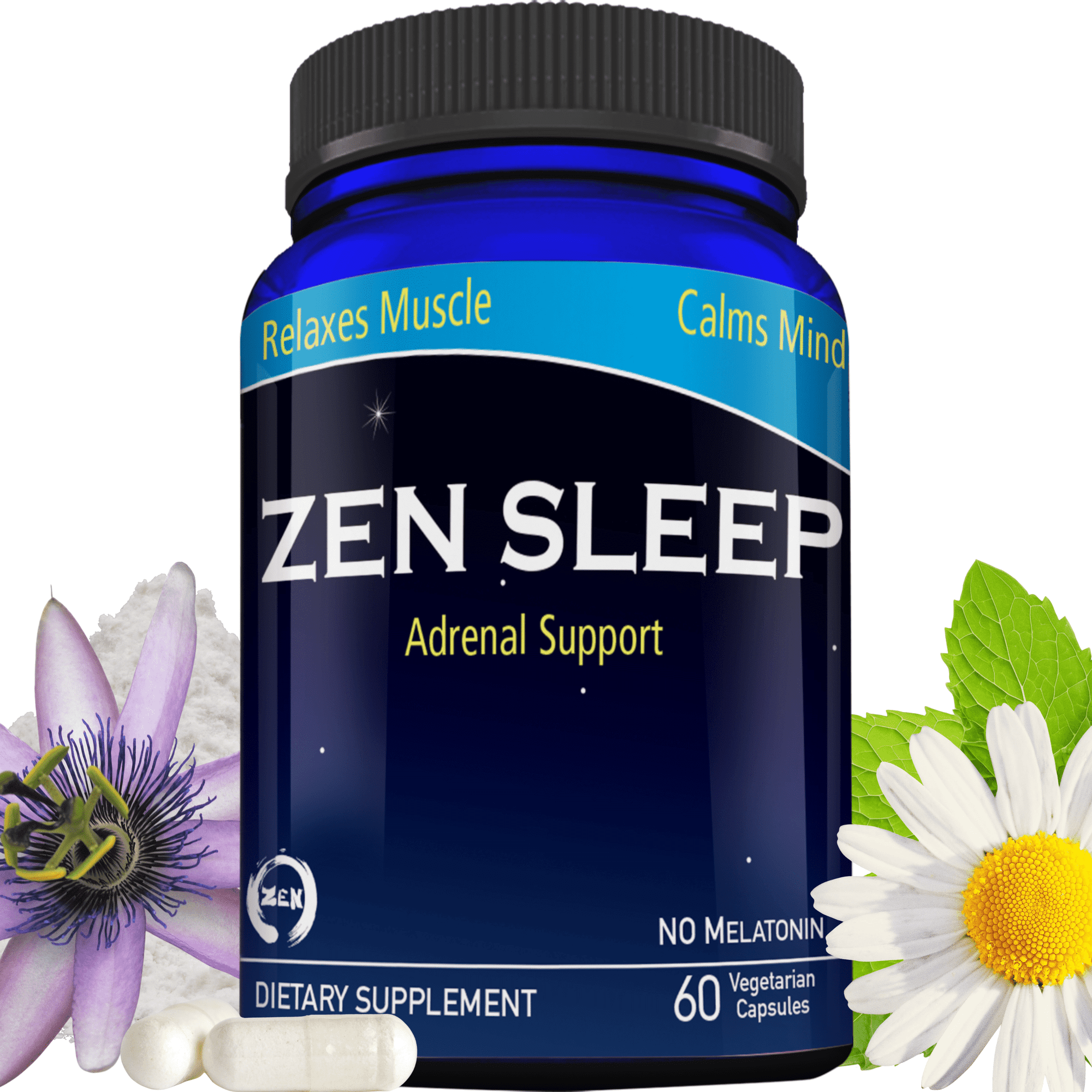 Liver Medic's Zen Sleep Non-Addictive Sleep Aid w/Adrenal Support. No Melatonin (60 Veggie Caps)