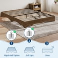 thumbnail image 4 of Minimalist Wave Edge Wood Platform Bed Frame – Sturdy Slat Support, Noise-Free, Easy Assembly, No Box Spring – Twin Size, Walnut, 4 of 8