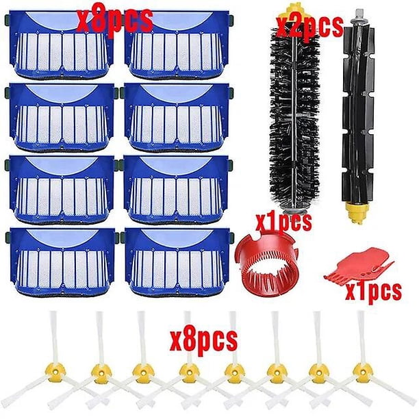 New Main Brush AeroVac Blue Filters Bristle Brushes Flexible Brushes Kit for iRobot Roomba 600 610 620 625 630 650 660 Series~2694