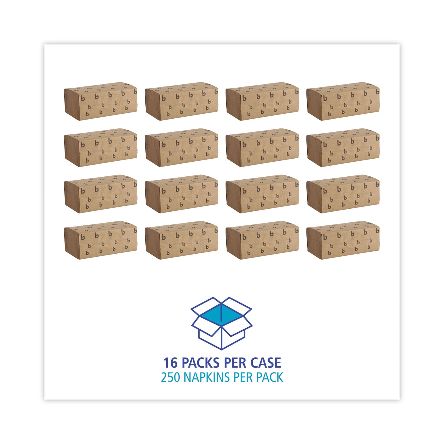 Boardwalk Singlefold Paper Towels, 1-Ply, 9 x 9.45 Inches, 16 Packs, 250 Towels Per Pack, Natural