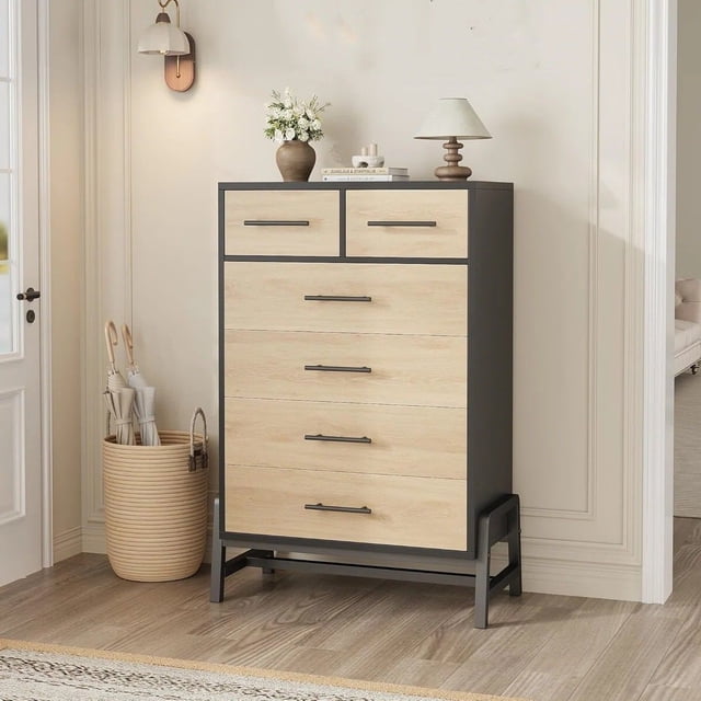 Bingirl Commode Moderne à 5 Tiroirs de 50,5 Po de Hauteur avec Grand Espace de Rangement pour Chambre, Salon Ou Entrée