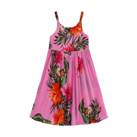 - Girl Hawaiian Luau Matching Dress and Pants Set in Turquoise Floral