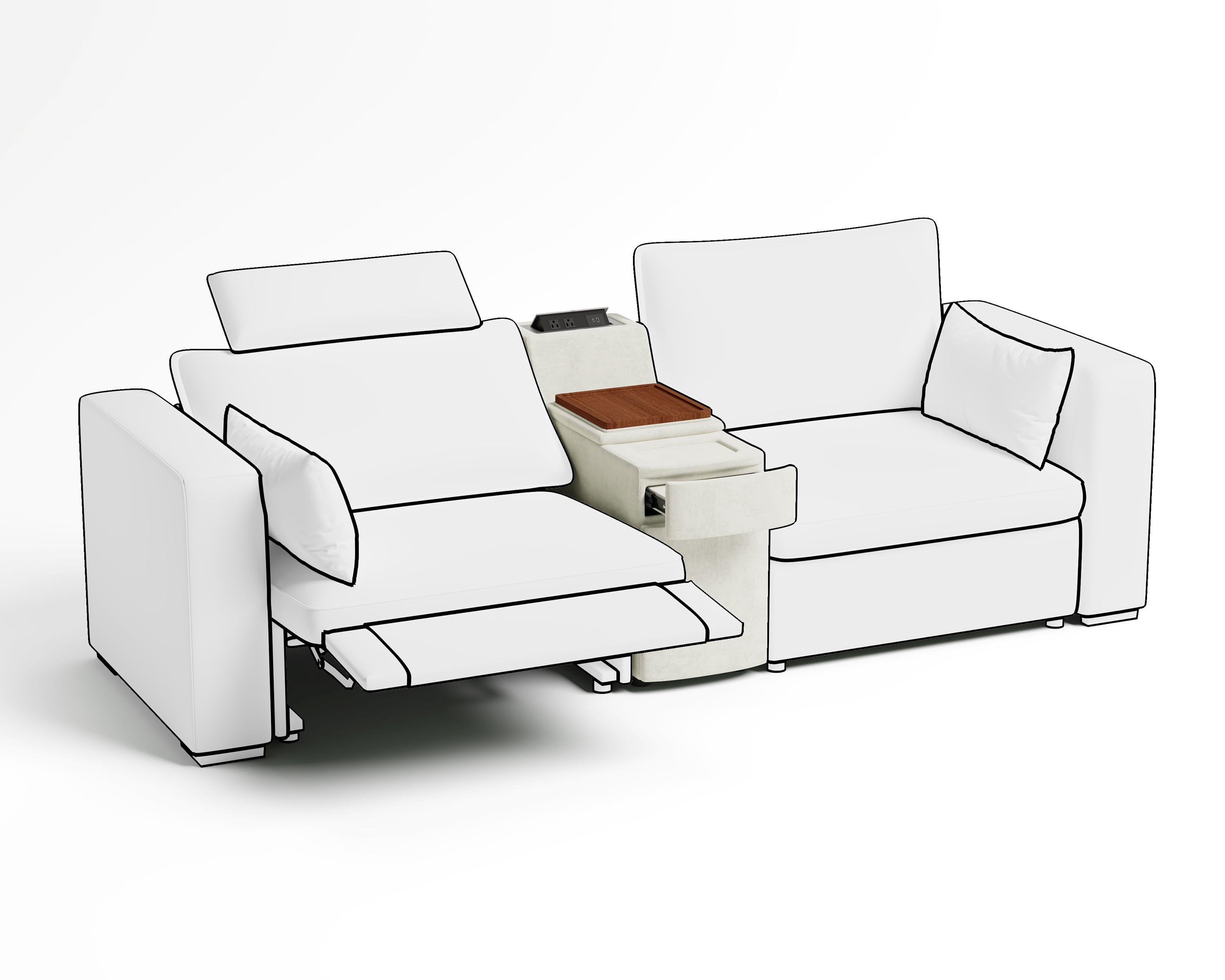 BEDEEP Chenille Console, White
