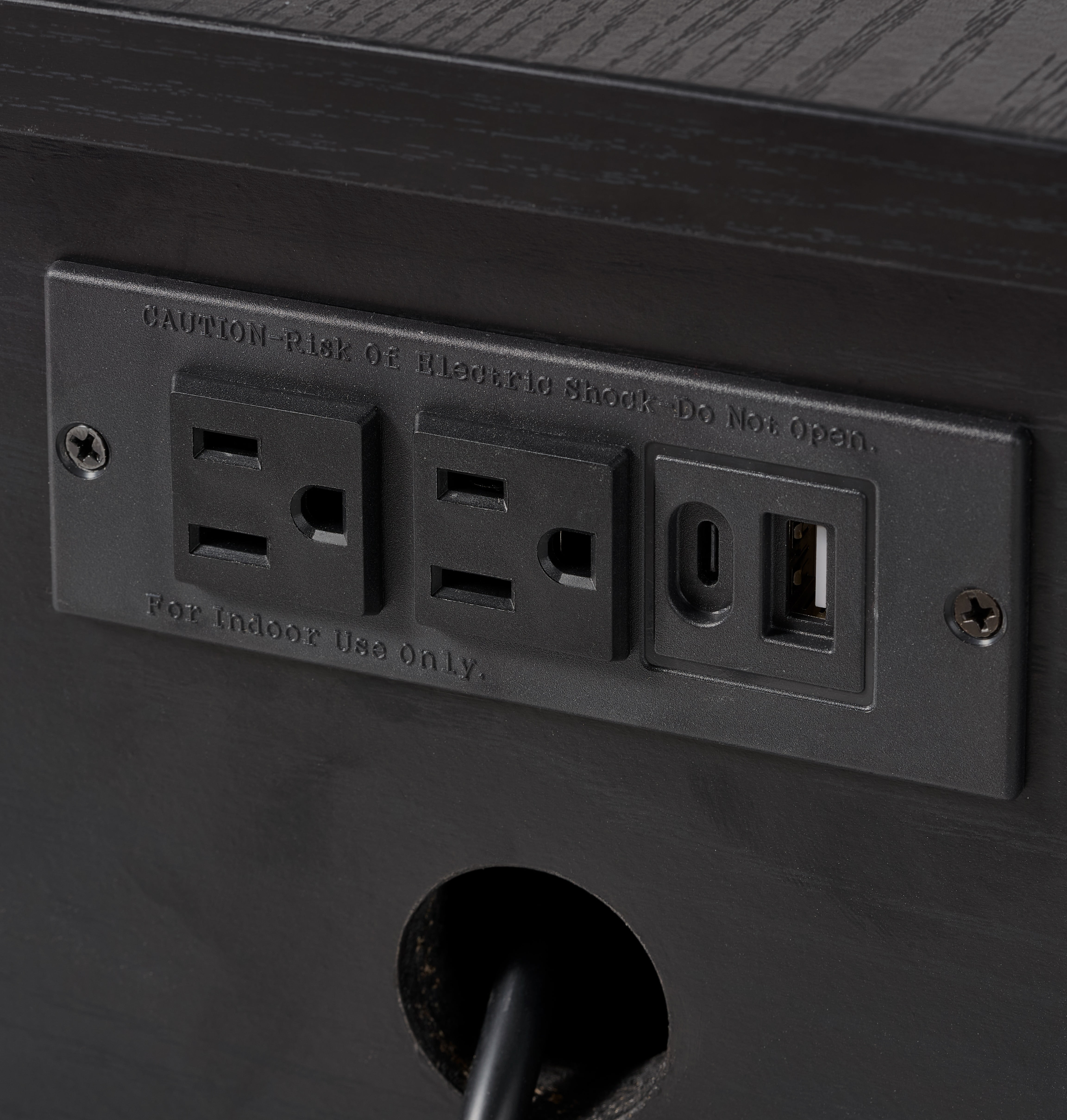 (2 pack) Better Homes & Gardens Juliet Nightstand with USB, Rich Black Finish