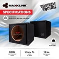 thumbnail image 4 of Maxxlink MBXP-112 12" Single Ported Subwoofer Box Enclosure, Universal Fit,Black, 4 of 10
