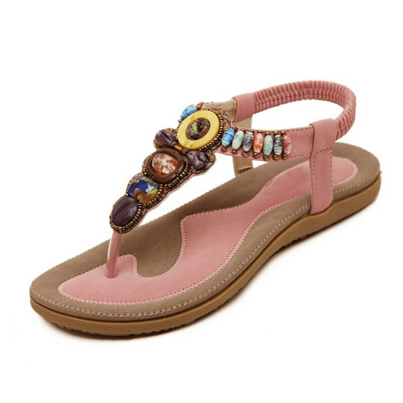 Bohemian Women Sandals Gemstone Beaded Slippers Summer Beach Sandals Women Flip Flops Ladies Flat Sandals Shoes Walmart