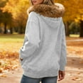 thumbnail image 4 of XIAOCHA Women's -Trimmed Hoodie Warm Full-Zip Jacket Fall/Winter Layering Hoodies, 4 of 6