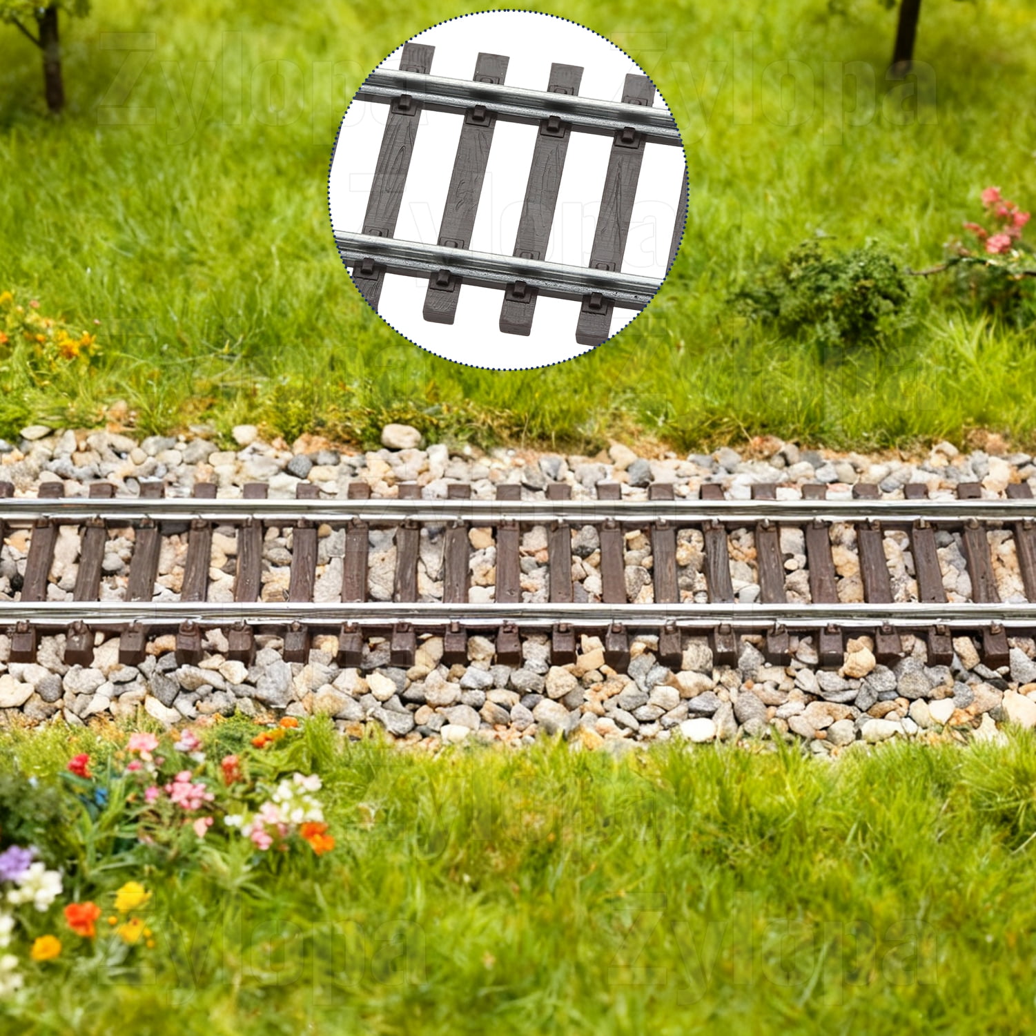 Zylopa HO Scale Nickel Silver Track with Wood Ties – Set of 4 Realistic Model Railroad Tracks- G166600