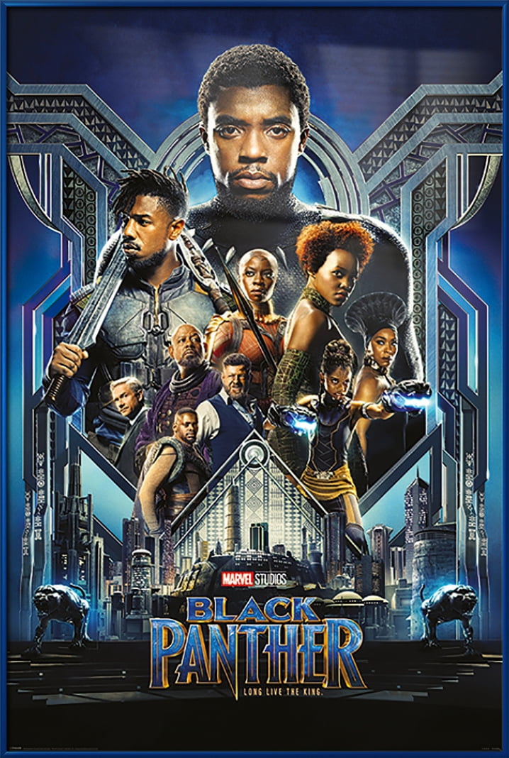 Black Panther Framed Movie Poster (Regular Style / One Sheet Design) (Size: 25" X 37") (Antique Copper / Gold Aluminum Frame) -