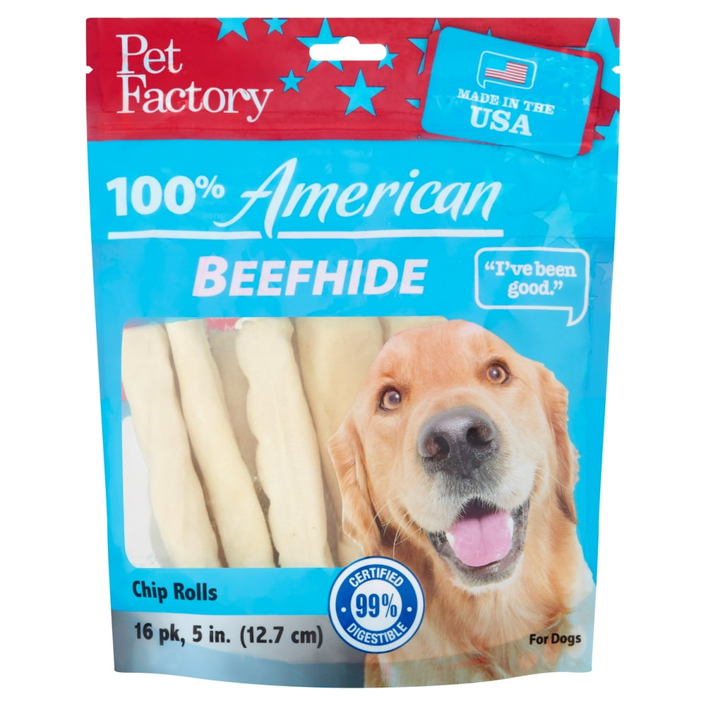 Pet Factory 100 Amercian Beefhide Chip Rolls Dog Chews (16 Count