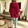 thumbnail image 4 of Textilo Womens Hoodies 3/4 Batwing Sleeve Drawstring Hoodie Hooded Solid Color Pullover Tops 2026 Fall Winter Fashion Lightweight Y2k Top,Red L, 4 of 6
