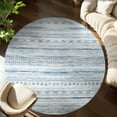 thumbnail image 2 of VUNATE 8'x8' Round Rugs for Living Room Washable Rugs Boho Moroccan Area Rug Soft Neutral Geometric Bohemian Carpet Distressed Indoor Rug for Bedroom Dining Room Office Foldable Nonslip Rug Blue, 2 of 7