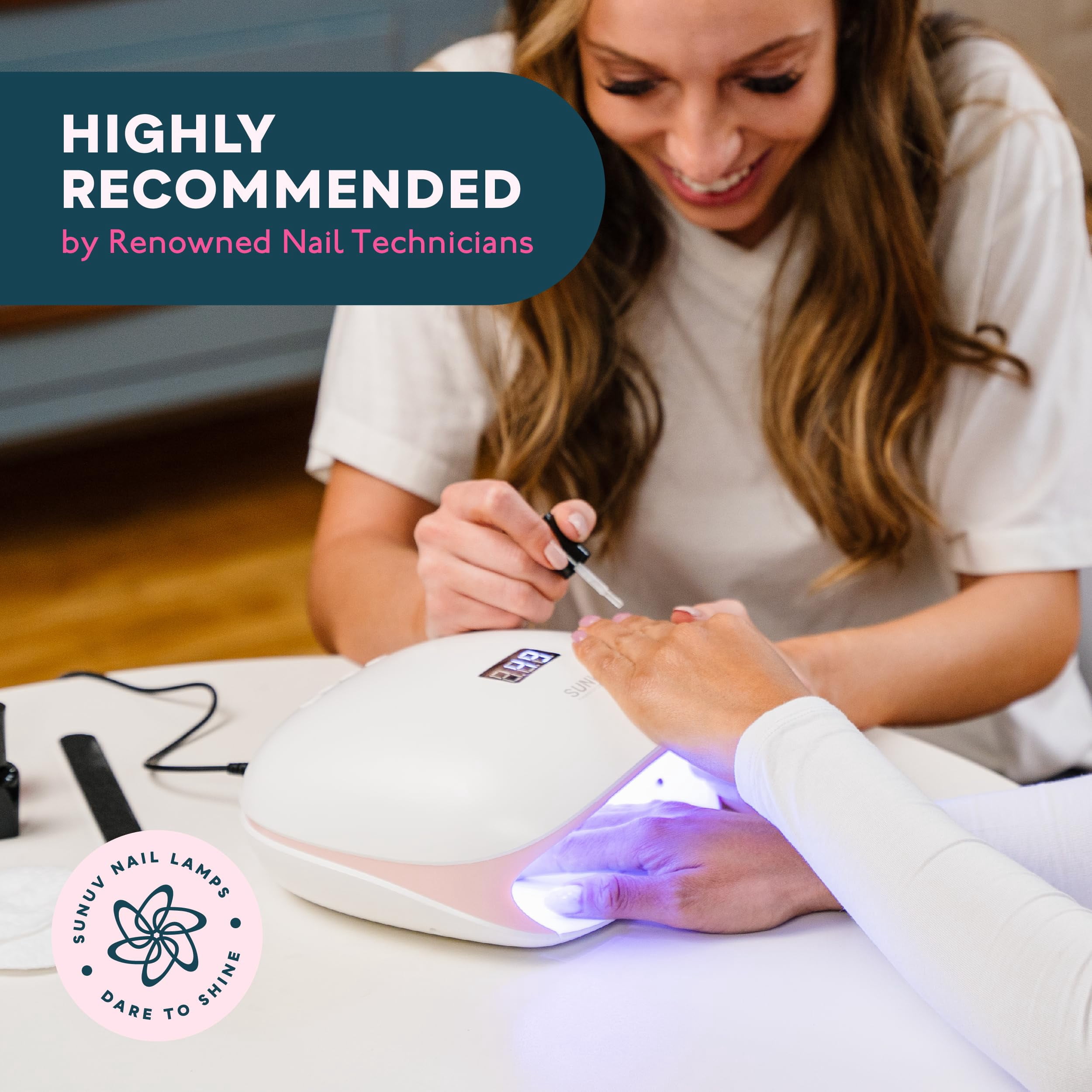 Led Uv Light  Lamp For Gel Nails Polish With 4 Timer Settings Lcd Display Removable Base Sun4s Pink