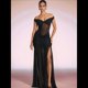 thumbnail image 5 of Vestido de Dama de con Escote en V, Plisado, de , 2025, con Hombros Descubiertos, Fluido, Formal, de Noche, para Invitada de Boda con Abertura Negro M, 5 of 8