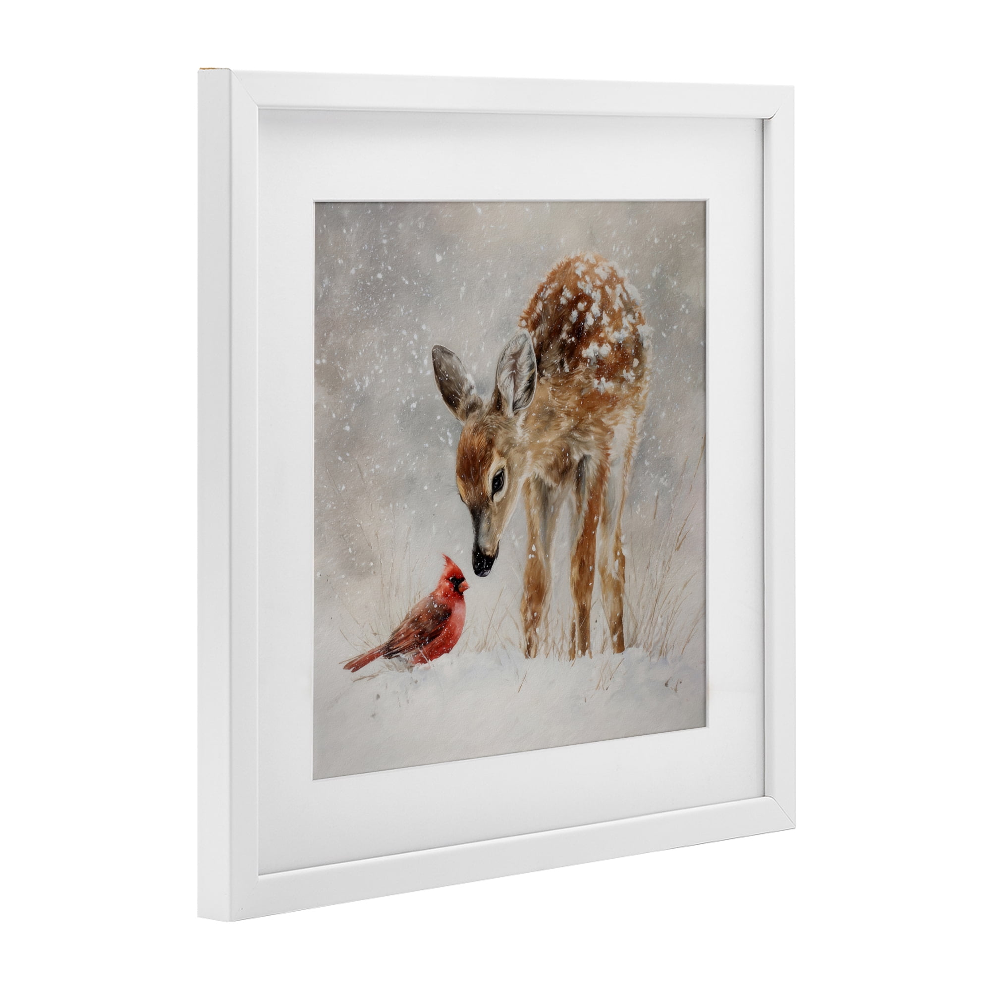 Stupell Industries Little Fawn & The Cardinal White Framed Print Under Glass, design by Tina LeCour