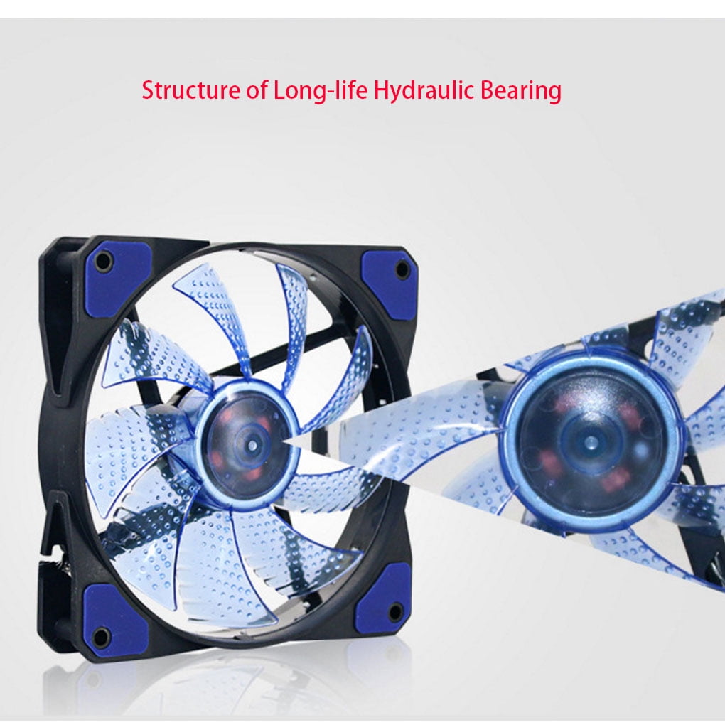 YunZyun 15 LED Light Quite 120mm DC 12V 4Pin PC Computer Case Cooling Cool Fan Mod M Portable Fans Electric Portable Fan Quiet Home Office Outdoor Travel for Kids Girls Woman Man 