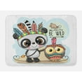 thumbnail image 1 of Be Wild Bath Mat, Tribal Cartoon of a Panda an Owl and a Bird with Feathers Bohemian Feels Print, Plush Bathroom Decor Mat with Non Slip Backing, 29.5" X 17.5", Multicolor, by Ambesonne, 1 of 2