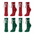 thumbnail image 2 of 4 Pack Holding Hands Socks Christmas Socks for Women Warm Cotton Crew Xmas Socks Christmas Gifts, 2 of 5