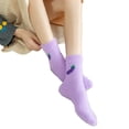 thumbnail image 2 of Women's Winter Fruit Pattern Home Socks, Coral Fleece and Mink Plush Lined Slipper Socks, Cozy Quarter-Length Sleep Socks, Non-Slip Warm House Socks for Indoor Wear - Purple, 2 of 4